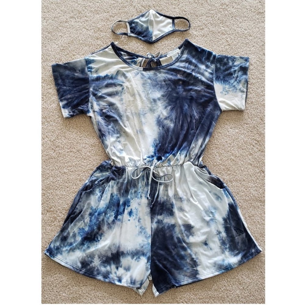 Plus Size Tie Dye Romper and Face Mask Set - Picture 7 of 14